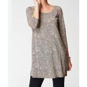 J. Jill Black Gray Tunic Ballet Sleeves Floral Print Women’s Size Small NWT